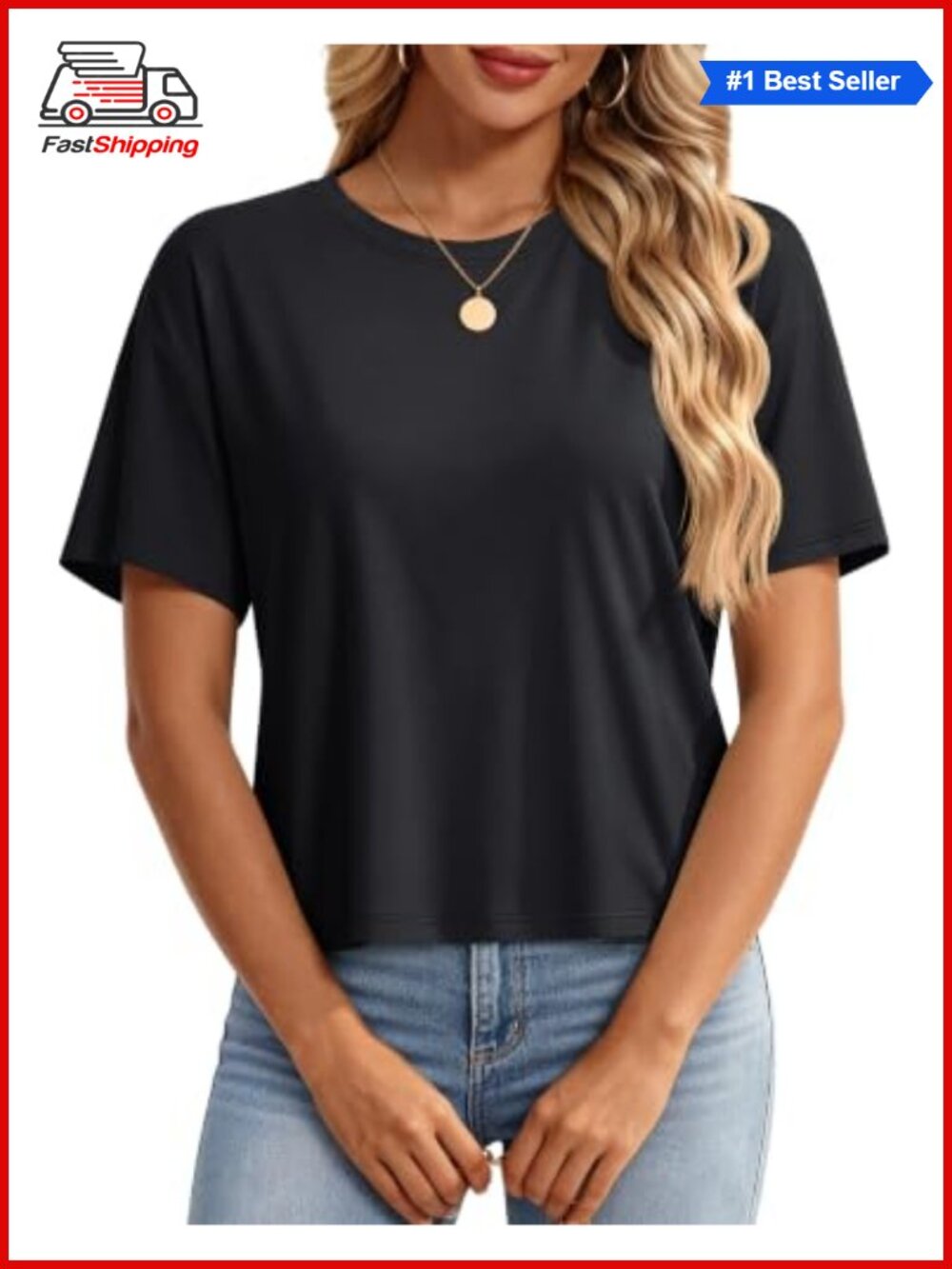 ✨ YUCOLEN Cotton Blend Womens Crop Top Boxy Loose Short Sleeve Tee UPF 50+